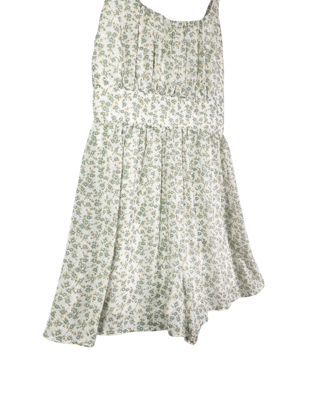 Papaya Floral Romper Dress Med Cottagecore Boho Sundress Sage Green Mini Flowy - Picture 2 of 13